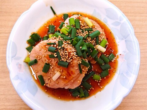 【減塩】長芋の肉巻きにんにくソース